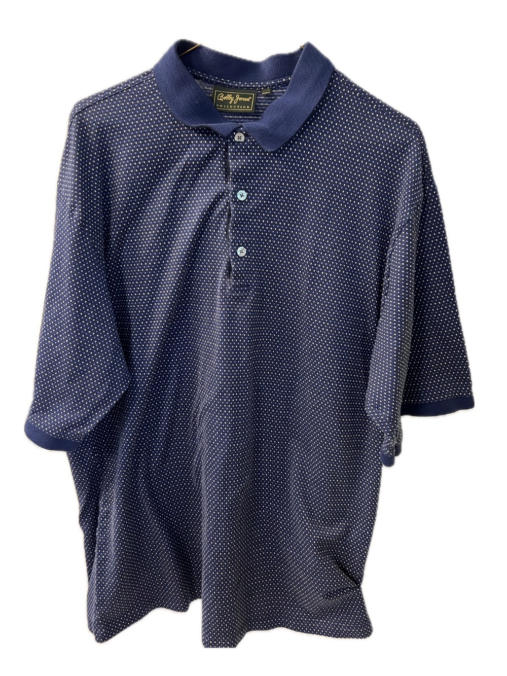 Bobby Jones Navy Polo with Yellow and Blue Micro Dots